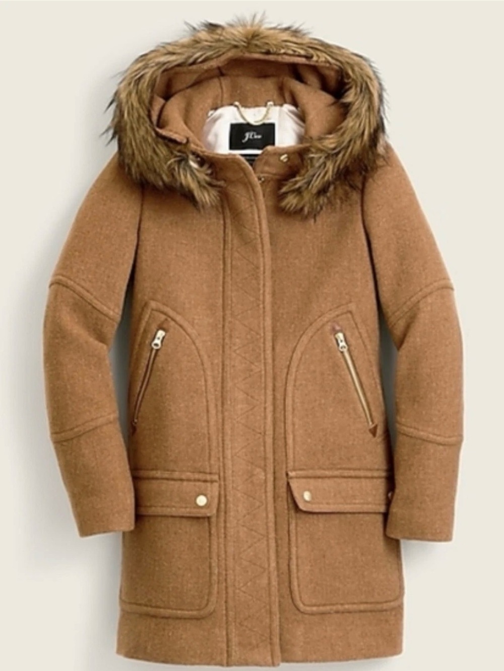 J. Crew Women’s size 12P Chateau Parka Italian Stadium Cloth